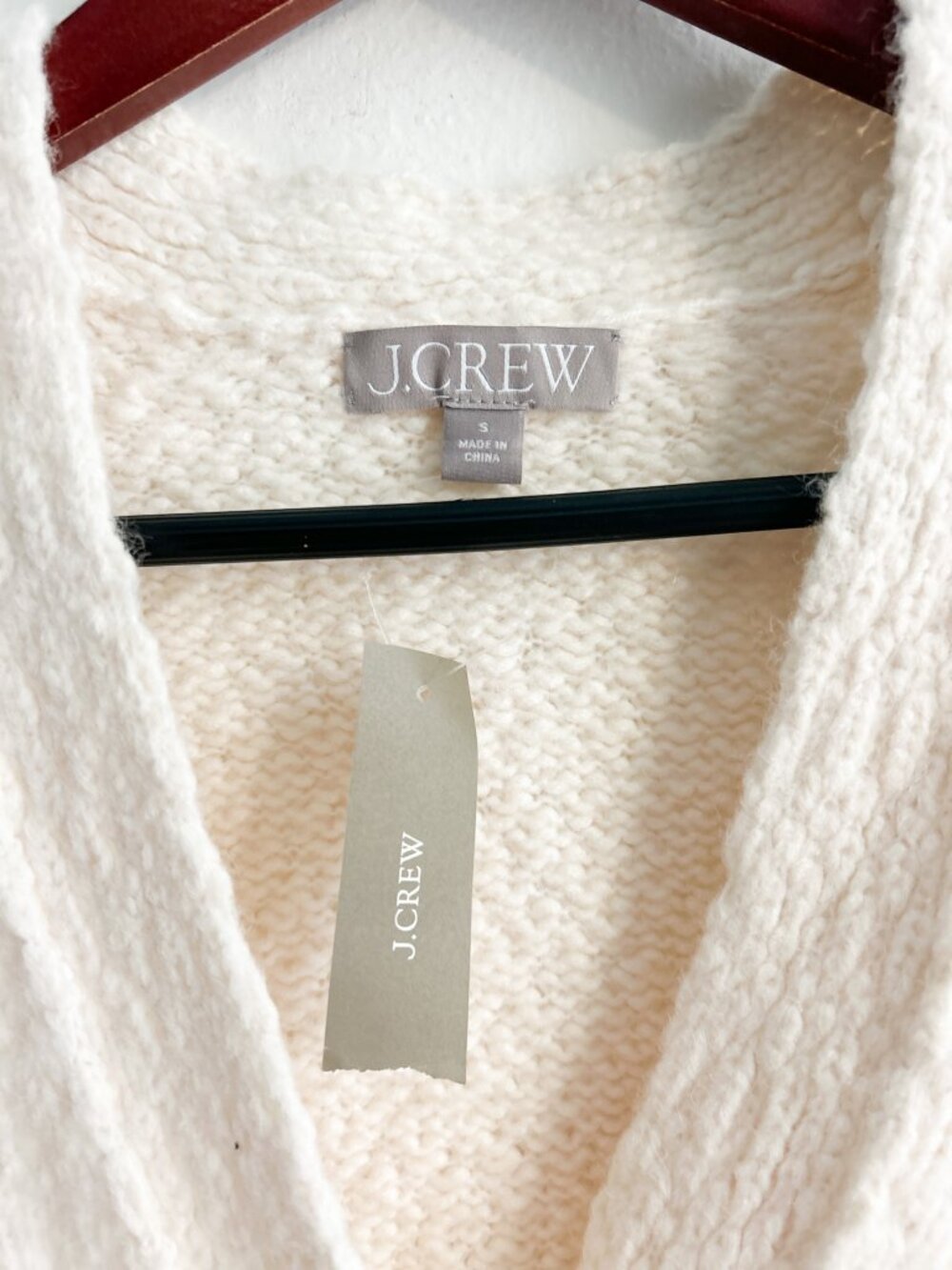 NWT J.Crew‎ Relaxed Cardigan Textured Yarn Wool Alpaca Ivory Oversized Sweater S - Picture 3 of 10